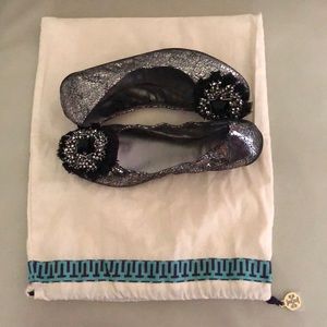 Tory Burch Silver Flats